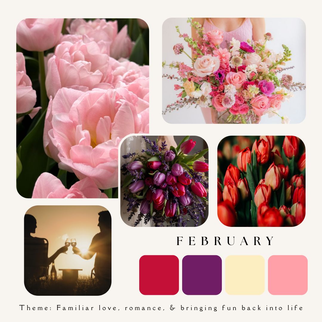 February Color Palette – Three Berry Flowers