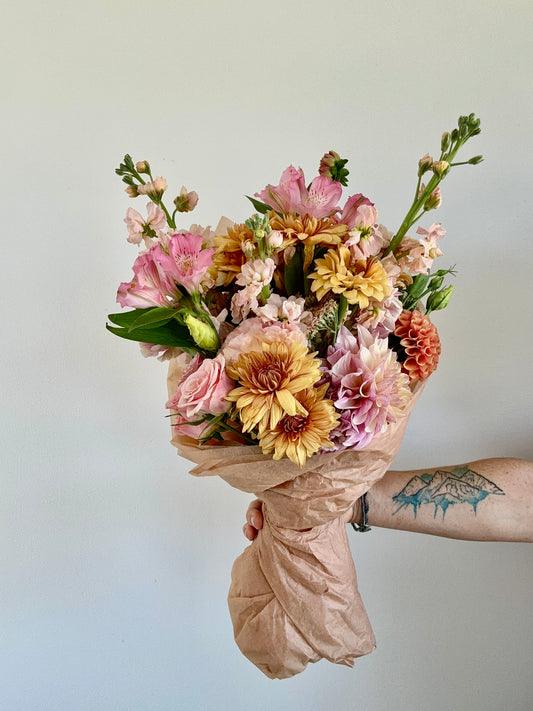 Elegant Hand-Tied Wrapped Bouquet